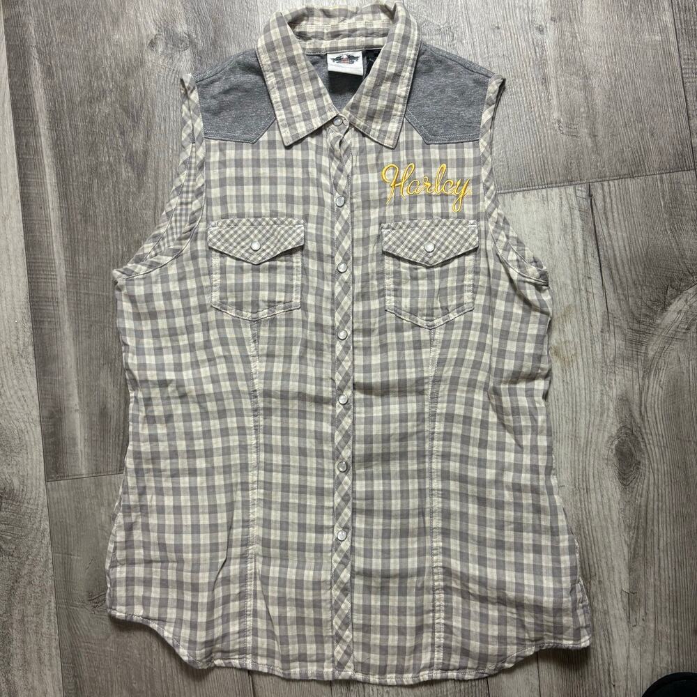 Vintage Y2K Harley Button Down Women’s Tank Top Size medium